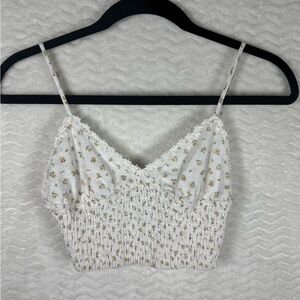 Sky & Sparrow White Floral Lace-Trim Smocked Cami Top. Beautiful 😍